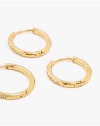 Lovisa - Waterproof Gold Plated Stainless Steel Cubic Zirconia Clicker Hoops 3-Pack