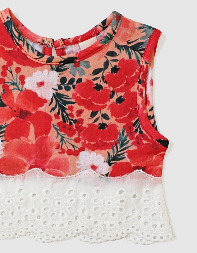 WITH LOVE FOR KIDS - Cotton Muslin Lace Top - Babies - Kids