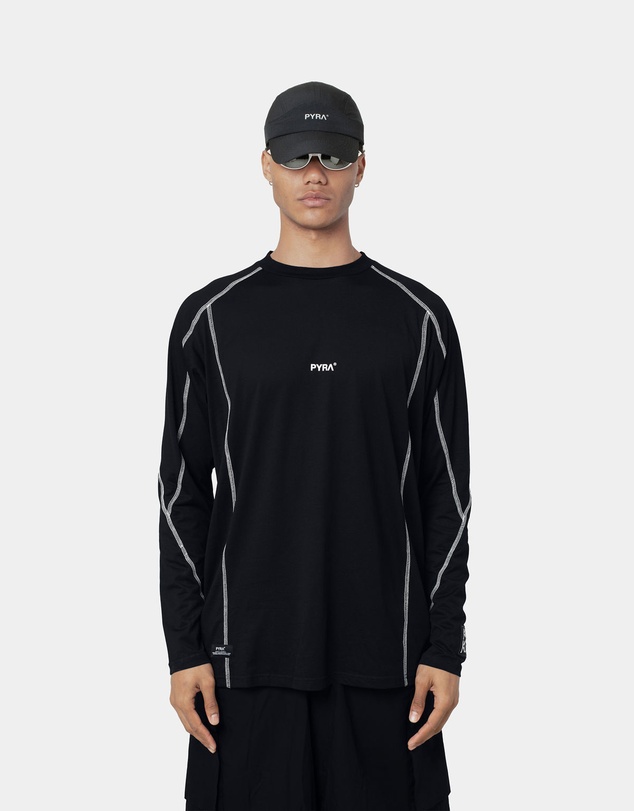 PYRA - CONTRAST LS TEE - BLACK
