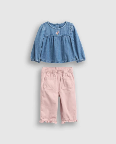 GAP - LS Top Embroidered Pants Set - Babies