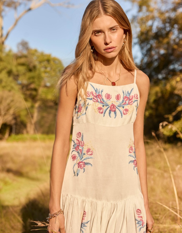 MOS The Label - Tulip Embroidery Midi Dress