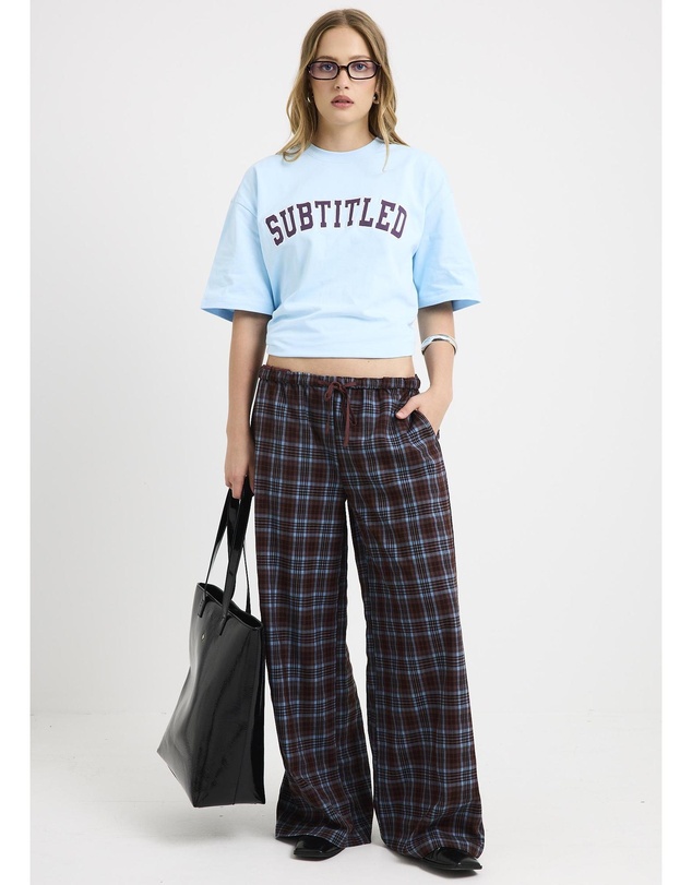 Subtitled - Clio Plaid Wide Leg Pants