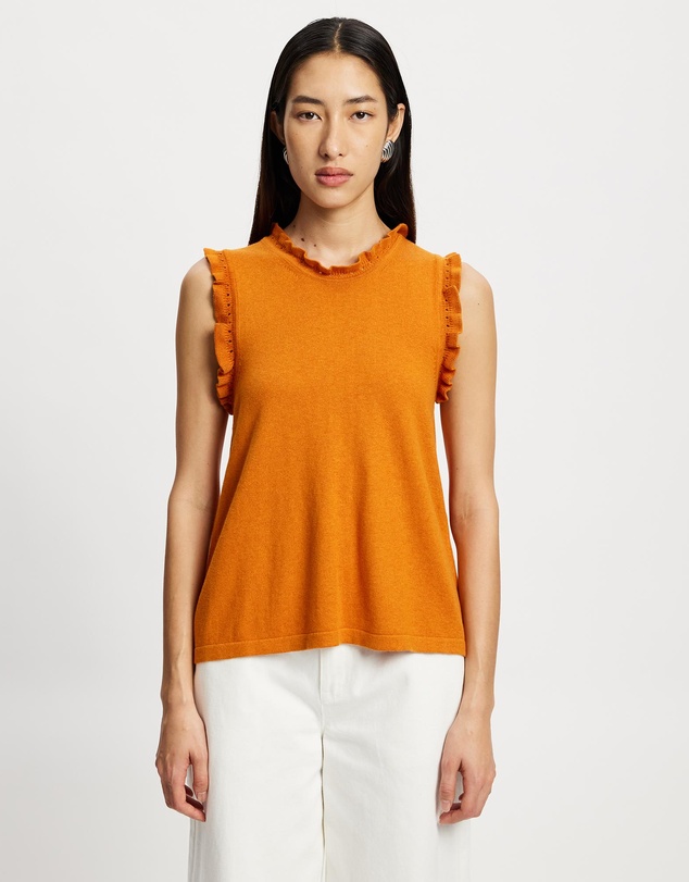 Lindsay Nicholas New York - Frill Crew Neck Shell Top