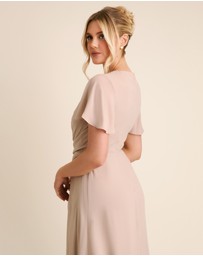 Six Stories - Knot Front Flutter Sleeve Chiffon Bridesmaid Dress