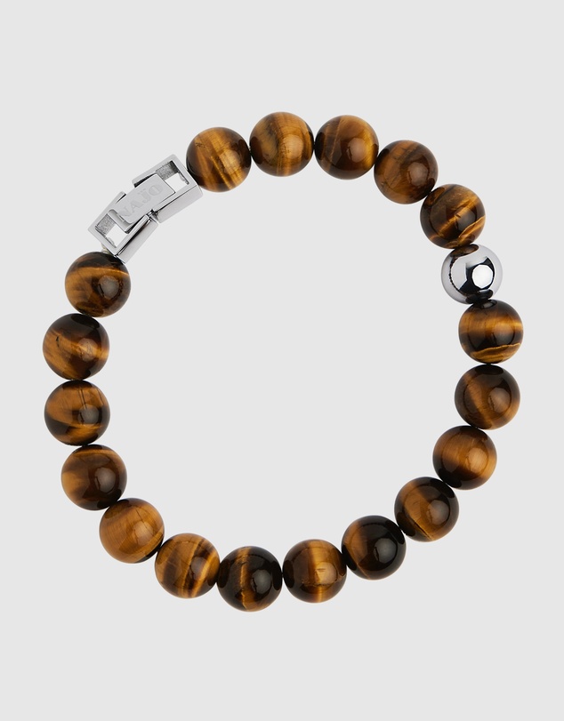 Najo - Atlas 10mm Tiger Eye & Steel Bracelet