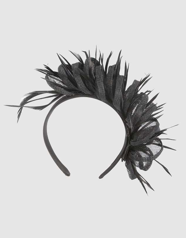 Max Alexander - Black Sinamay Fascinator Headband