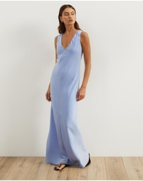 Atmos&Here - Dara V-Neck Satin Maxi Dress