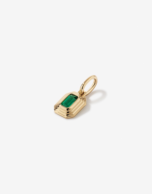 Michael Hill - Bold Emerald Cut Created Emerald Pendant in 10kt Yellow Gold