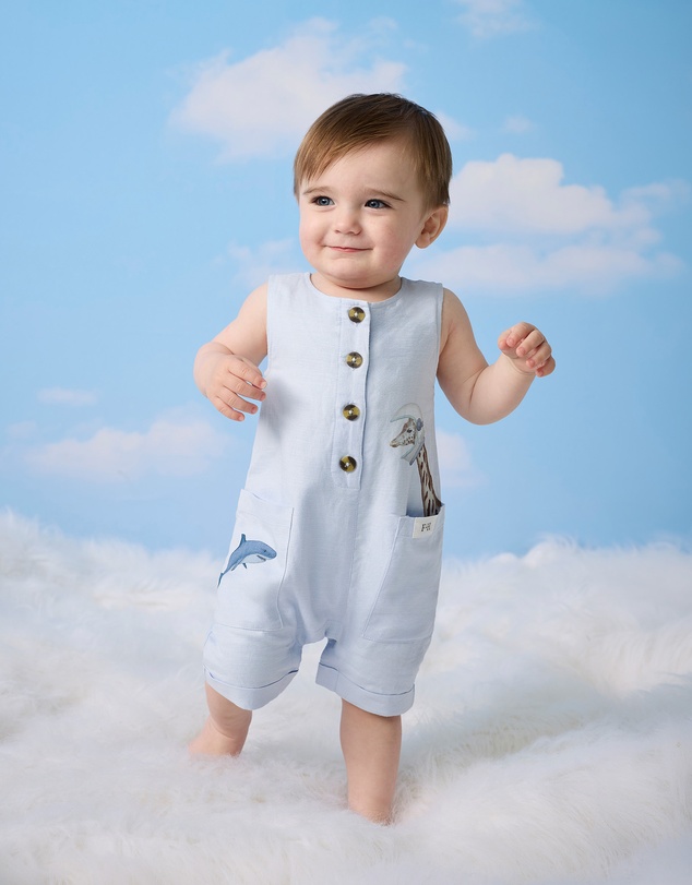 Fleur Harris - 'Heirloom Treasures' Charming Playsuit in Soft Blue