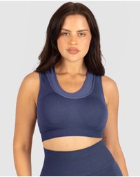 B Free Intimate Apparel - Double Racer Seamless Padded Sports Bra (B-C-D-DD-E-F-G-H) Cup