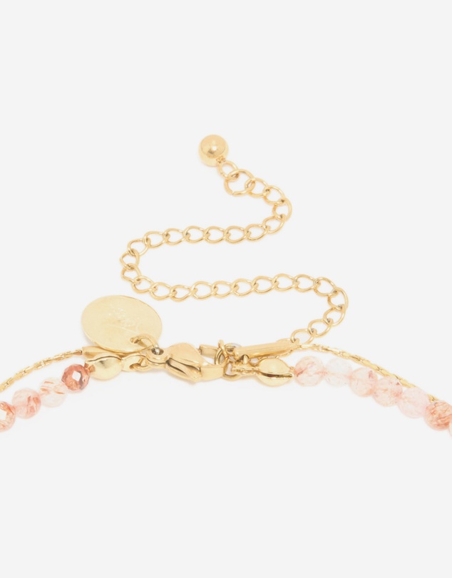 Lovisa - Waterproof Gold Plated Stainless Steel Rose Quartz Semi Precious Stone & Celestial Layered Necklace