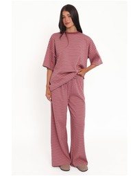 Petal & Pup - Wilda Knit Pant - Pink Red Stripe