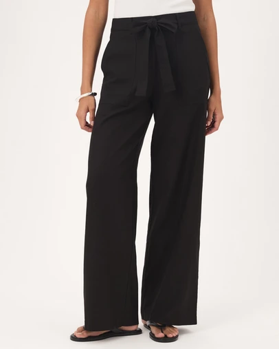Atmos&Here - Ava Linen Blend Tie Waist Wide Leg Pants