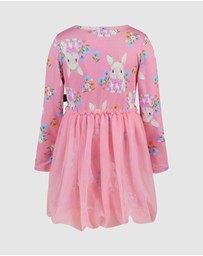 Rock Your Kid - Hunny Bunny Long Sleeve Bubble Dress in Peach