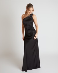 Six Stories - One Shoulder Satin Ruched Bridesmaid Dress