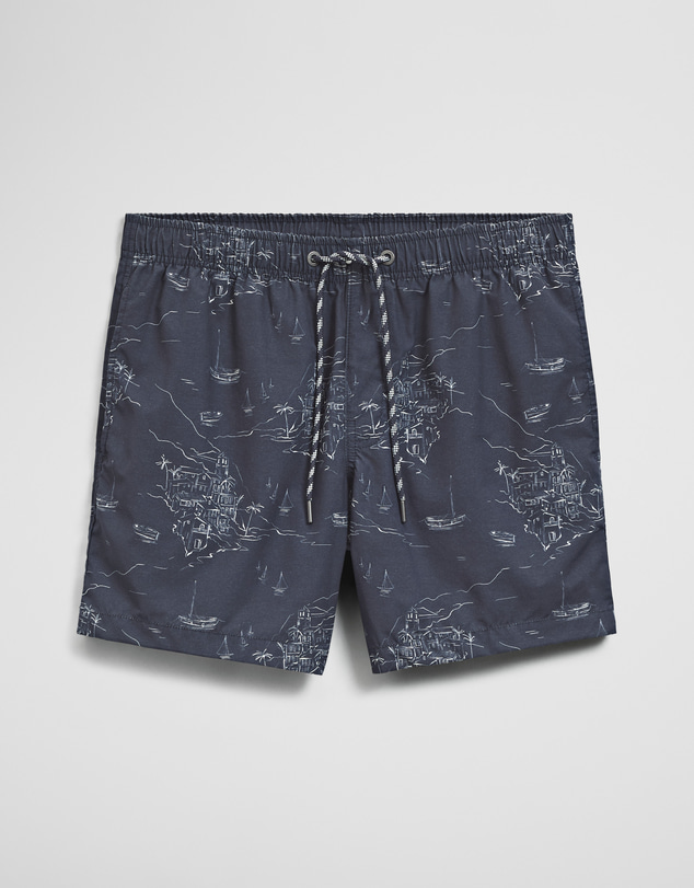 Country Road - Coastline Print Swim Straight Short