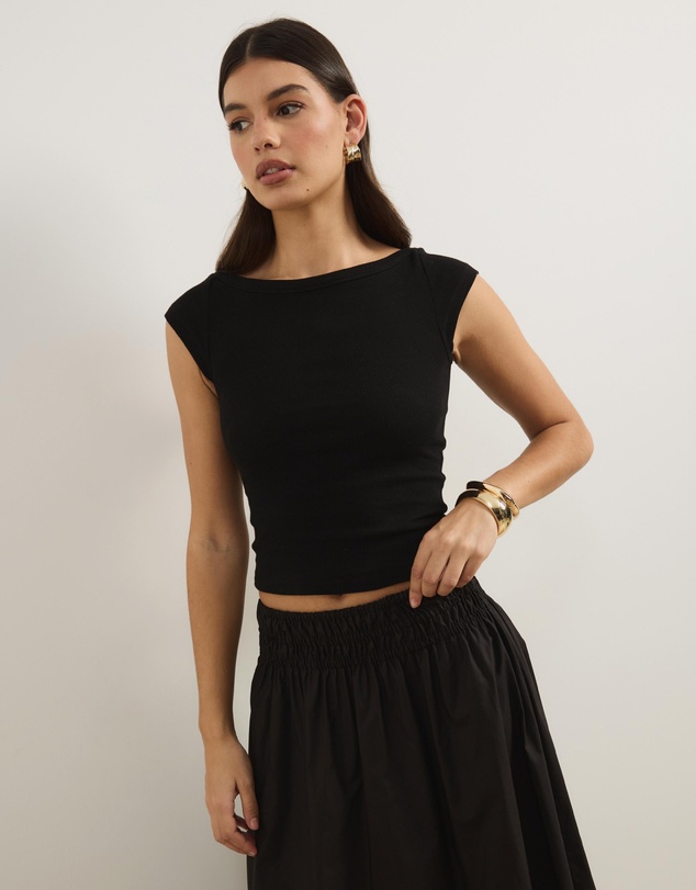 Atmos&Here - Blaire Cotton Poplin Maxi Skirt with Shirred Waist