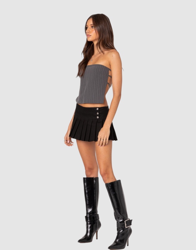 EDIKTED - Pinstripe Open Back Strapless Top