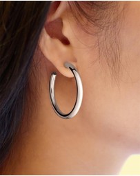 Ania Haie - Ania Haie Silver Classic Tube Oversized Hoop Earrings