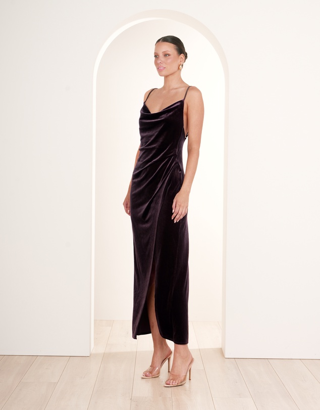 Pilgrim - Lauren Cowl Velvet Maxi Dress