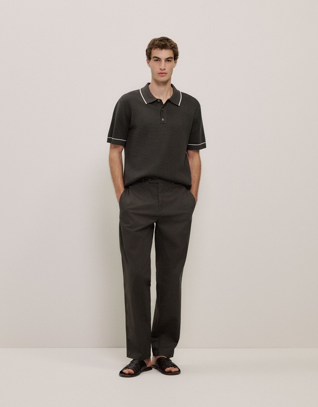 Trenery - Cotton Twill Tailored Pant in Dark Olive