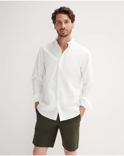 Trenery - Regular Fit Cotton Oxford Shirt in White
