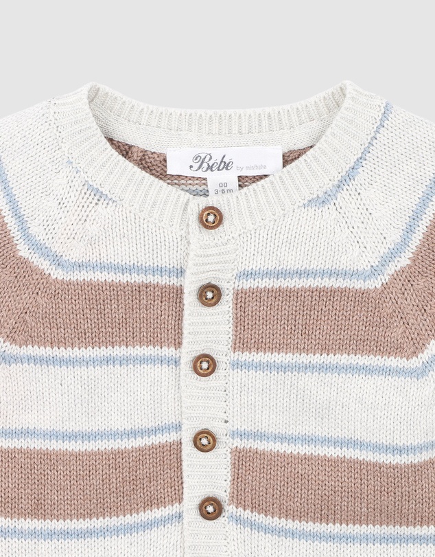 Bebe by Minihaha - Alvin Stripe Organic Knitted Romper