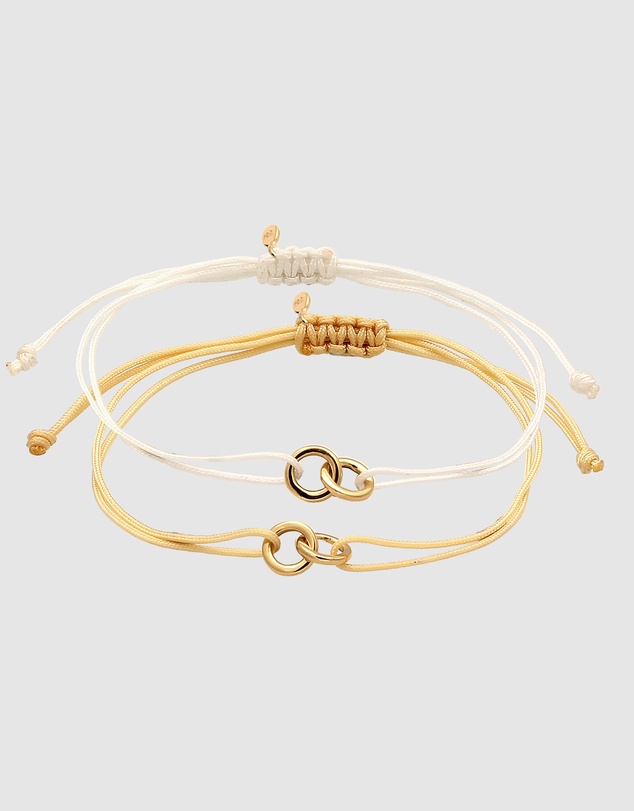 Elli Jewelry - Bracelet Set Women Circle Infinity Khaki and White 925 Sterling Silver Gold Plated