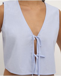 Assembly Label - Havana Stripe Poplin Tie Front Top