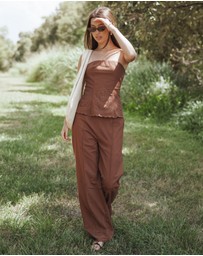Petal & Pup - Dalia Eyelet Pant - Brown