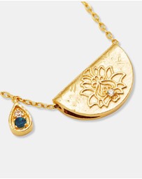 By Charlotte - Gold Lotus Birthstone Necklace - December