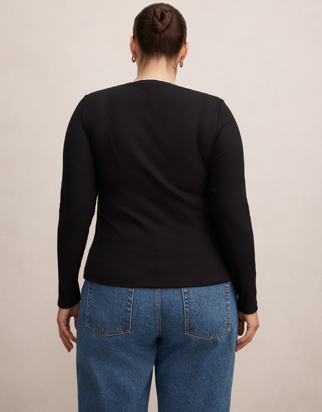 Forever New Curve - Rebecca Curve Scallop Long Sleeves Top