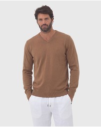 Coast Clothing - V-Neck Cotton Jumper - Natural