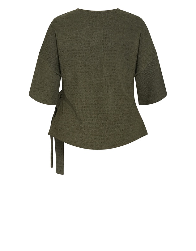 City Chic - Plus size Brianna Side Tie Top - khaki