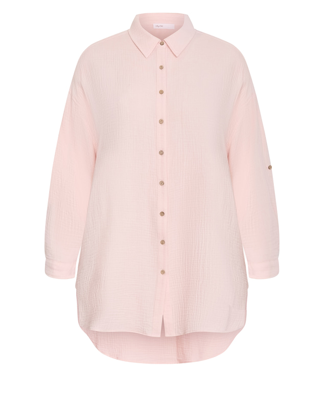 City Chic - Plus size Poolside Cover Up Shirt - heavenly pink
