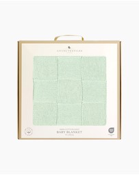 Living Textiles - Pram Knitted Blanket - Checkered Seafoam