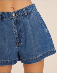 AERE - Pleated Denim Shorts