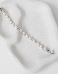 The White Collection - Simone - Pearl Silver Bridal Bracelet