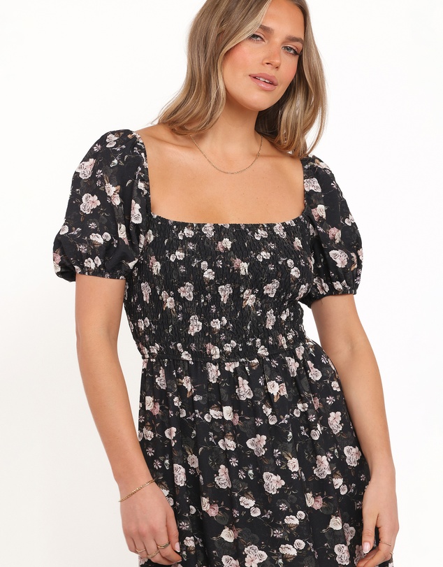 Petal & Pup - Cecelia Puff Sleeve Maxi Dress - Black Floral