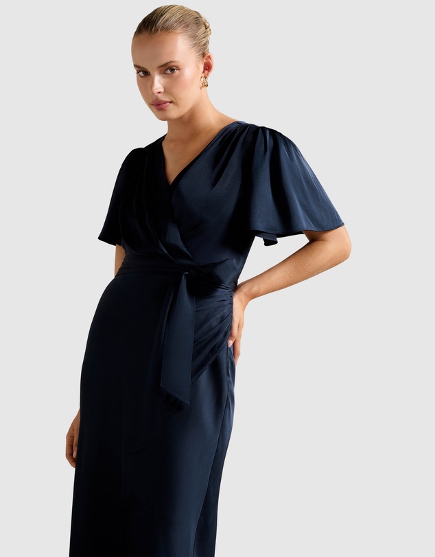 Forever New - Chelsea Flutter Sleeves Satin Maxi Dress