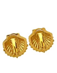 Pre-Loved by Azura Reborn - Pre-Loved CC Gold Plated Rhinestone Shell Clip On Earrings