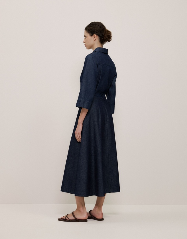 Trenery - Denim A-line Skirt in Rinse Wash