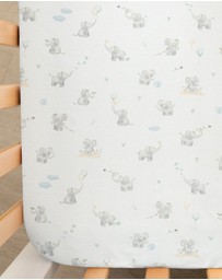 Living Textiles - 2 Pack Organic Cot Fitted Sheet - Elephant Playtime
