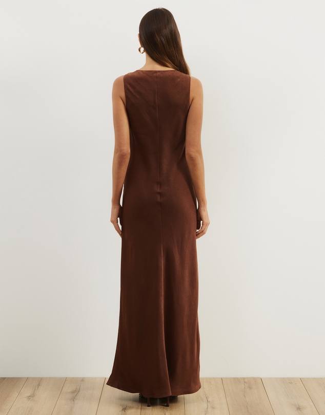 Atmos&Here - Dara Vneck Satin Maxi Dress