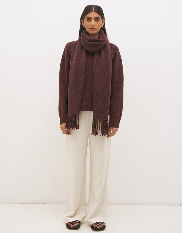 MON RENN - Detachable Scarf Knit Jumper