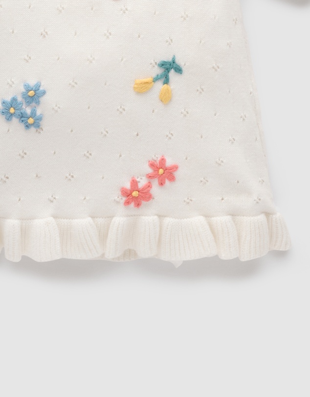 Purebaby - Embroidered Flower Jumper- Kids-Babies