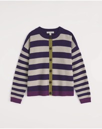 Seasalt - Seasalt Cornwall Purple Pinwell Striped Cardigan Made With Lambswool