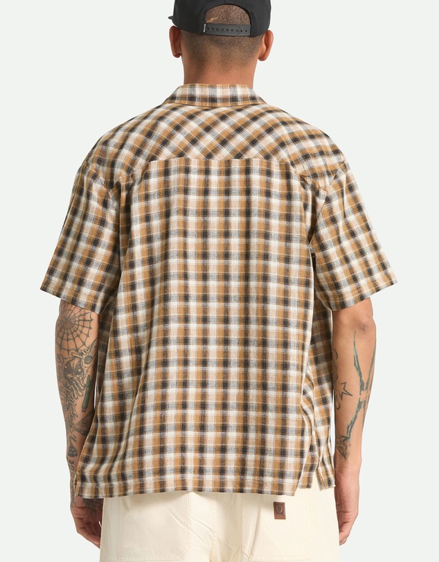 Brixton - Cru Linen Blend Plaid Short Sleeve Woven