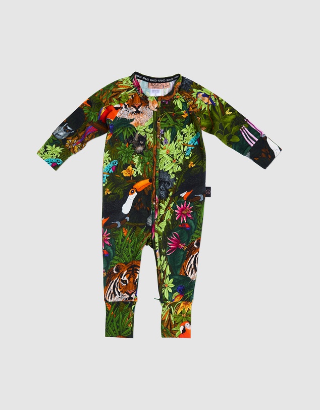Kip&Co - Jungle Life Organic LS Zip Romper - Babies