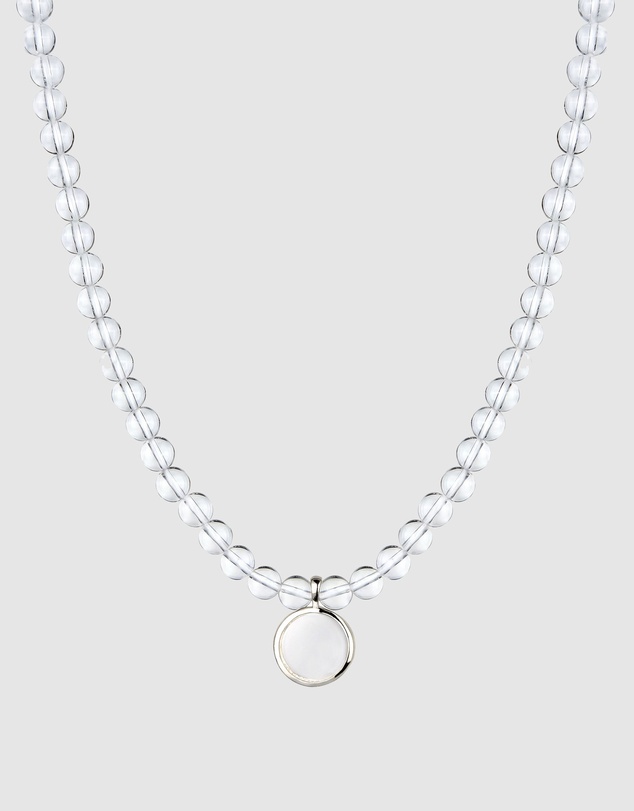 Elli Jewelry - Rock Crystal Beaded Disc Necklace in 925 Silver